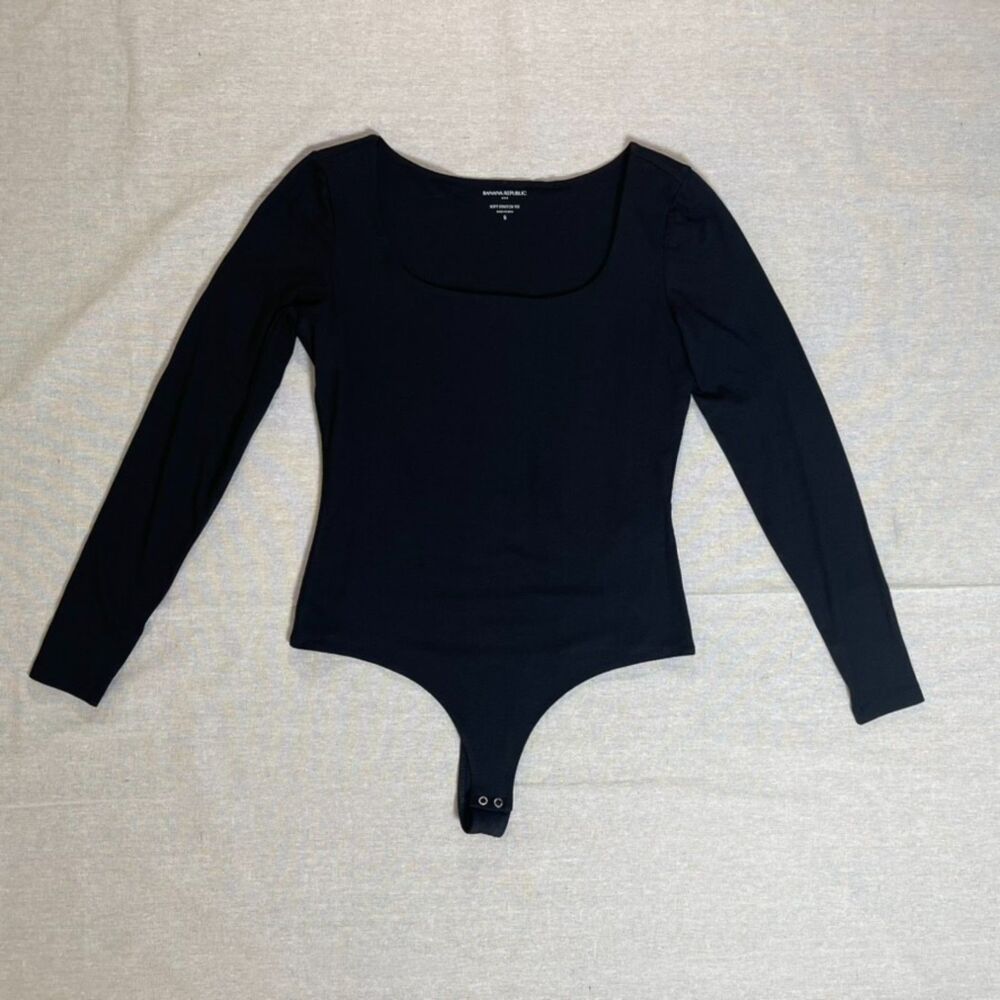 Banana Republic | NWT Soft Stretch Black Square Neck Long Sleeve Bodysuit | Sm